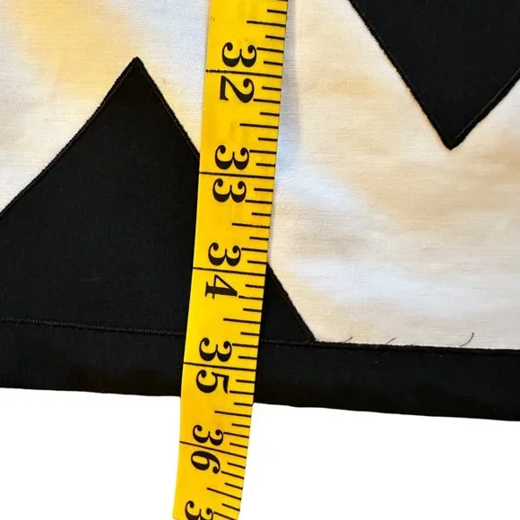 1.3K MOSCHINO Geometric Appliqués Cotton Blend Black White Mini Dress Size 10 - Picture 8 of 10